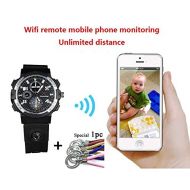 KEQI Smart WIFI Watch Remote Monitoring Mini Camera Wireless Watch 720P HD IP P2P Night Version DV Video Audio Recorder (Built in 32GB)