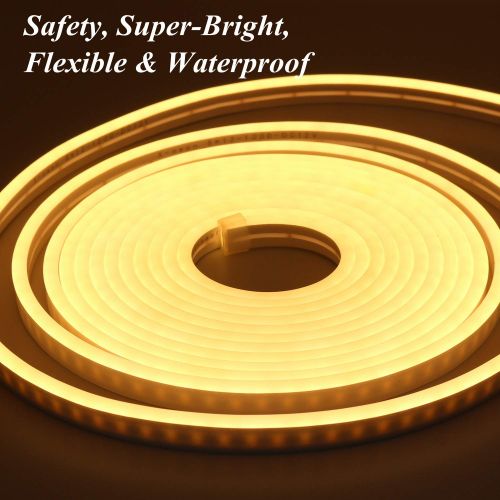  KERTME DC12V Silicon Neon Led Light Strip, Safety, Super-Bright, Flexible & Waterproof Rope Light for Advertising Signboard, Brand Logo, Home Shop DIY Design Decor (8x16mm, 16.4ft/