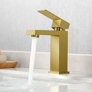KES Bathroom Sink Faucet Single Hole Modern Vanity Faucet One Handle SUS304 Stainless Steel Rustproof Brushed Brass Finish, L3156ALF-BZ
