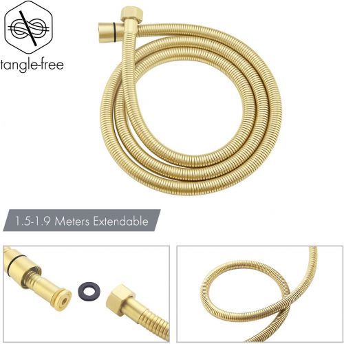  KES Pressure Balancing Rain Shower System Shower Faucet Complete Set Square Brushed Brass (Including Shower Faucet Rough-In Valve Body and Trim), XB6230-BZ