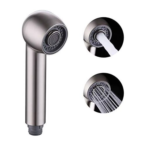  KES Kitchen Sink Pull Down Faucet Head Replacement 2-Functions Pull Out Sprayer Head Brushed Nickel, PFS4-BN