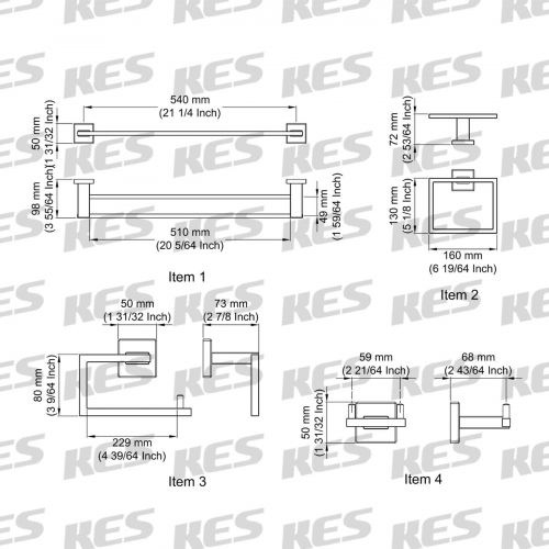  Kes 4-Piece Bathroom Accessory Set, Includes Double Towel Bar, Toilet Paper Holder, Towel Ring, Double Robe Hook - SUS 304 Stainless Steel Brushed Finish Wall Mount, LA242-43