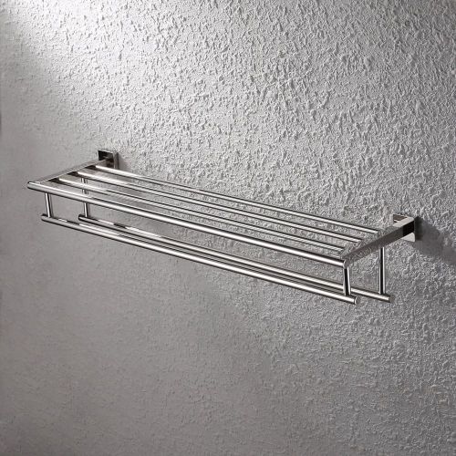  Kes KES 30-Inch Large Towel Rack with Shelf Stainless Steel Double Towel Bar Dual Hanger Storage Organizer Modern Square Style Wall Mount Polished Finish, A2112S75