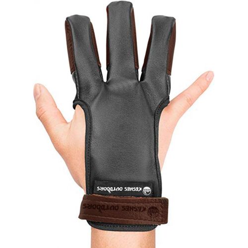  KESHES Archery Glove Finger Tab Accessories - Leather Gloves for Recurve & Compound Bow - Three Finger Guard for Men Women & Youth