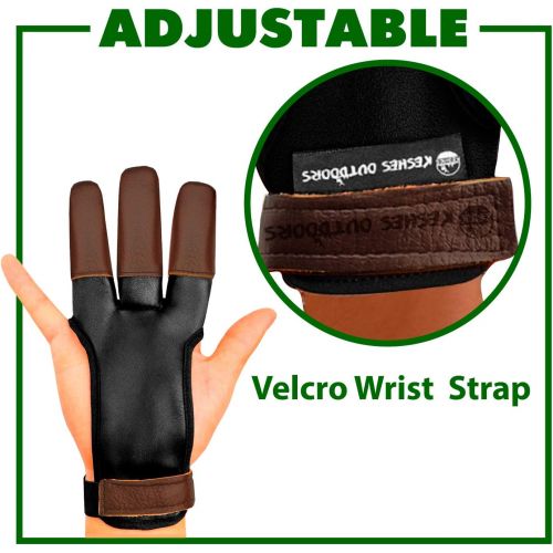  KESHES Archery Glove Finger Tab Accessories - Leather Gloves for Recurve & Compound Bow - Three Finger Guard for Men Women & Youth