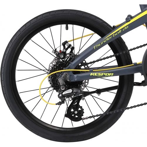  KESPOR Thunderbolt D8 Folding Bike for Adults, 20-inch Wheels, Rear Carry Rack, Shimano 8 Speed Alloy Easy Folding, Disc Brake (Yellow)