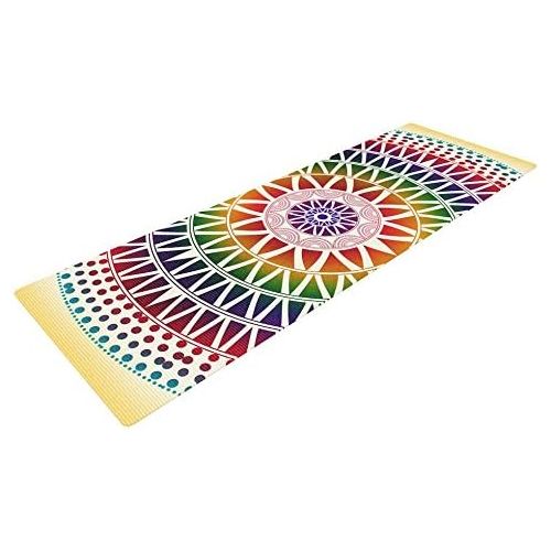  Kess InHouse Famenxt Colorful Vibrant Mandala Exercise Yoga Mat, Rainbow Geometric, 72 by 24