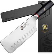 Kessaku 6-Inch Nakiri Vegetable Cleaver - Spectre Series - Forged Japanese AUS-8 High Carbon Stainless Steel - Granton Edge - Pakkawood Handle with Blade Guard