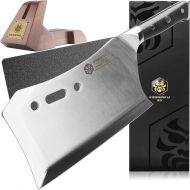 Kessaku 9-Inch Annihilator Massive Butcher Knife - Dynasty Series - Stand and Sheath Included - 3lbs - 6mm Thickness - Forged ThyssenKrupp German High Carbon Steel - G10 Handle