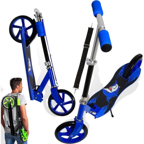  KESSER Scooter Roller Kinderroller Cityroller Tretroller Kickroller Kickscooter, Design / Shark (Blue)