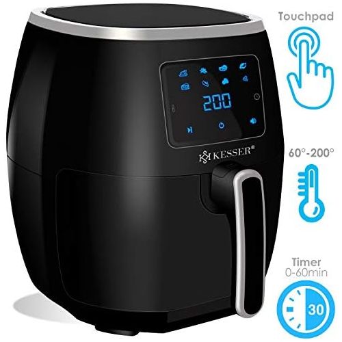  Kesser KESSER XXL 5,5 Liter Heissluftfritteuse inkl.Brotbackkorb Friteuse Fritteuse 1700W Airfryer Touch Display 8 Programmen ohne OEL Rezeptheft |  Backofen  Heissluft  Grill | Fettfrei