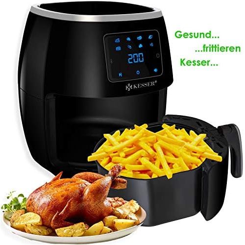  Kesser KESSER XXL 5,5 Liter Heissluftfritteuse inkl.Brotbackkorb Friteuse Fritteuse 1700W Airfryer Touch Display 8 Programmen ohne OEL Rezeptheft |  Backofen  Heissluft  Grill | Fettfrei