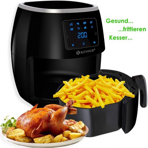  Kesser KESSER XXL 5,5 Liter Heissluftfritteuse inkl.Brotbackkorb Friteuse Fritteuse 1700W Airfryer Touch Display 8 Programmen ohne OEL Rezeptheft |  Backofen  Heissluft  Grill | Fettfrei