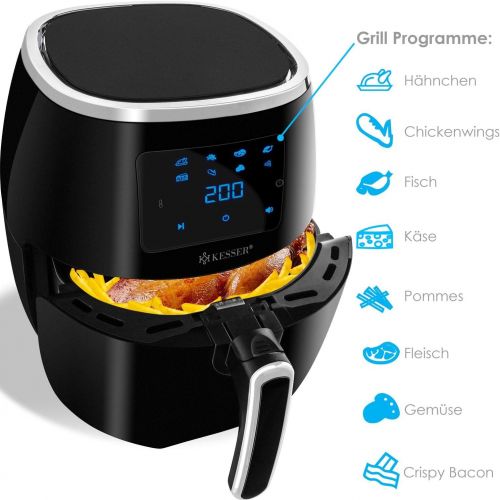  Kesser KESSER XXL 5,5 Liter Heissluftfritteuse inkl.Brotbackkorb Friteuse Fritteuse 1700W Airfryer Touch Display 8 Programmen ohne OEL Rezeptheft |  Backofen  Heissluft  Grill | Fettfrei