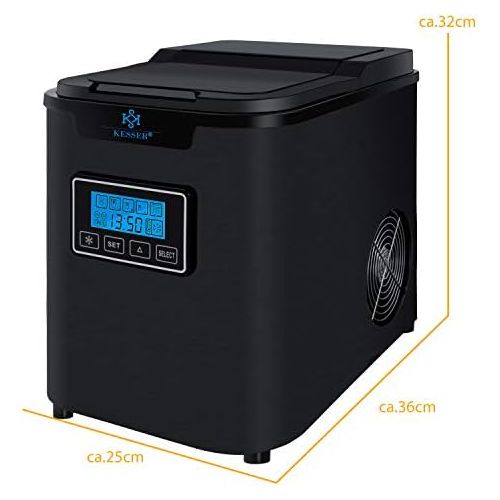  Kesser Eiswuerfelbereiter | Eiswuerfelmaschine Edelstahl | 150W Ice Maker | 12 kg 24 h | 3 Wuerfelgroessen | Zubereitung in 7 min | 2,2 Liter Wassertank | Timer | LCD-Display | Selbstr