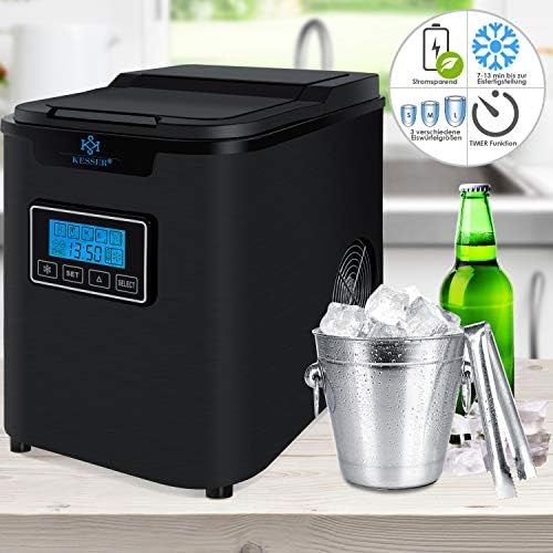  Kesser Eiswuerfelbereiter | Eiswuerfelmaschine Edelstahl | 150W Ice Maker | 12 kg 24 h | 3 Wuerfelgroessen | Zubereitung in 7 min | 2,2 Liter Wassertank | Timer | LCD-Display | Selbstr