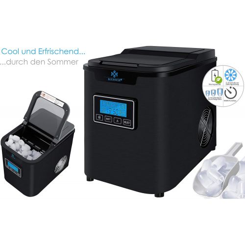  Kesser Eiswuerfelbereiter | Eiswuerfelmaschine Edelstahl | 150W Ice Maker | 12 kg 24 h | 3 Wuerfelgroessen | Zubereitung in 7 min | 2,2 Liter Wassertank | Timer | LCD-Display | Selbstr