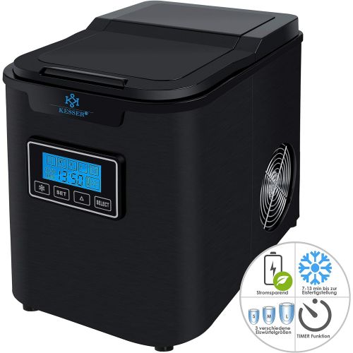  Kesser Eiswuerfelbereiter | Eiswuerfelmaschine Edelstahl | 150W Ice Maker | 12 kg 24 h | 3 Wuerfelgroessen | Zubereitung in 7 min | 2,2 Liter Wassertank | Timer | LCD-Display | Selbstr