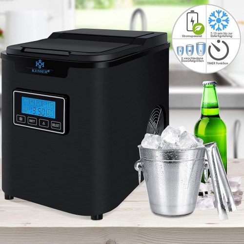  Kesser Eiswuerfelbereiter | Eiswuerfelmaschine Edelstahl | 150W Ice Maker | 12 kg 24 h | 3 Wuerfelgroessen | Zubereitung in 7 min | 2,2 Liter Wassertank | Timer | LCD-Display | Selbstr