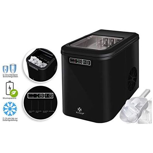  Kesser Eiswuerfelbereiter | Eiswuerfelmaschine Edelstahl | Ice Maker | 12 kg 24 h | Zubereitung in 7 min | 2,2 Liter Wassertank | 2 Eiswuerfel-Groessen | LED-Display | Selbstreinigungs