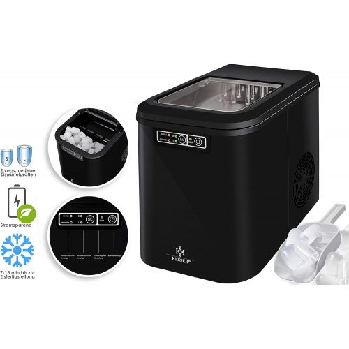  Kesser Eiswuerfelbereiter | Eiswuerfelmaschine Edelstahl | Ice Maker | 12 kg 24 h | Zubereitung in 7 min | 2,2 Liter Wassertank | 2 Eiswuerfel-Groessen | LED-Display | Selbstreinigungs