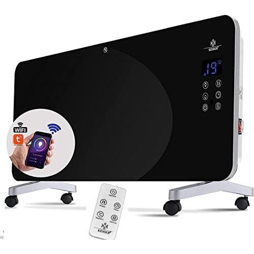  Kesser Elektro Glasheizung Glaskonvektor Elektroheizung Heizung Heizkoerper  Touchscreen  LCD-Display  Timer  Fernbedienung | Stand- oder Wandgerat | 2000 Watt | Farbe: Schwarz