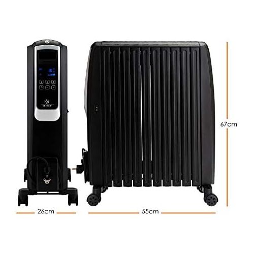  Kesser KESSER 2000W OElradiator mit digitalem Display Fernbedienung - elektrischer, energiesparender Heizkoerper mit 8 Rippen, Timer Zeitschaltuhr, 4 Heizstufen, Thermostat, Sicherheitsabs