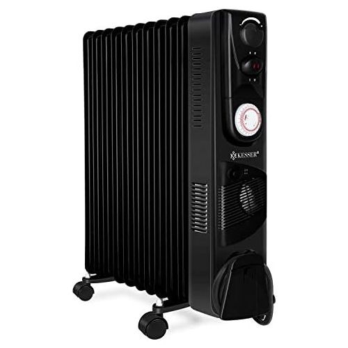  Kesser KESSER OElradiator - Elektrische Heizung mit 11 Rippen 2500W OEl Radiator Elektroheizung Mobil Timer Luefter Abschaltautomatik stufenlose Temperaturregelung UEberhitzungsschutz