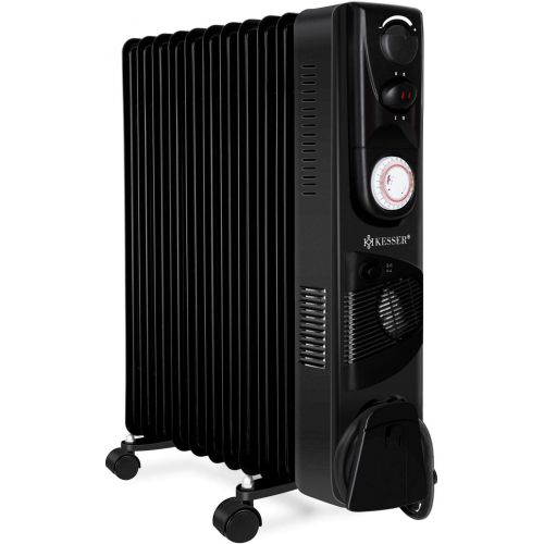  Kesser KESSER OElradiator - Elektrische Heizung mit 11 Rippen 2500W OEl Radiator Elektroheizung Mobil Timer Luefter Abschaltautomatik stufenlose Temperaturregelung UEberhitzungsschutz