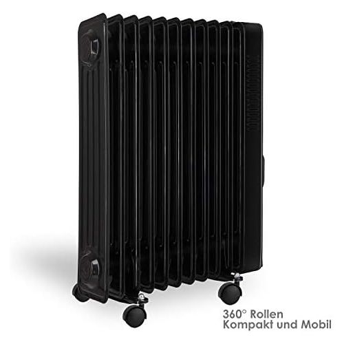  Kesser KESSER OElradiator - Elektrische Heizung mit 11 Rippen und Luefter 2500W OEl Radiator Elektroheizung Mobil Timer Luefter Abschaltautomatik stufenlose Temperaturregelung UEberhitzungssc