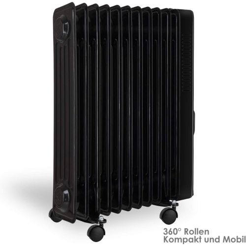  Kesser KESSER OElradiator - Elektrische Heizung mit 11 Rippen und Luefter 2500W OEl Radiator Elektroheizung Mobil Timer Luefter Abschaltautomatik stufenlose Temperaturregelung UEberhitzungssc