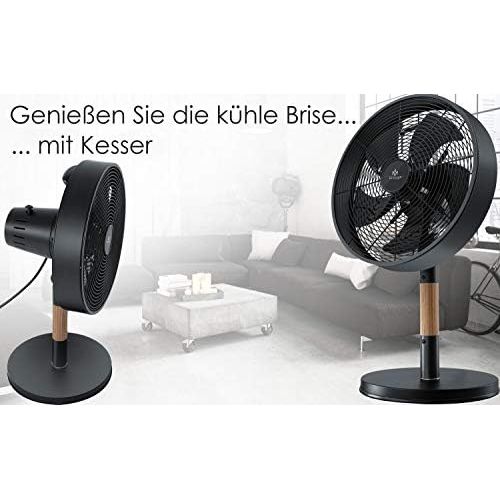  KESSER - Tischventilator Metall - Holz leise Ventilator mit 3 Geschwindigkeitsstufen - 80° Oszillation - Neigungswinkel 25° - modernes Design | Windmaschine | Luftkuehler Mittelsau