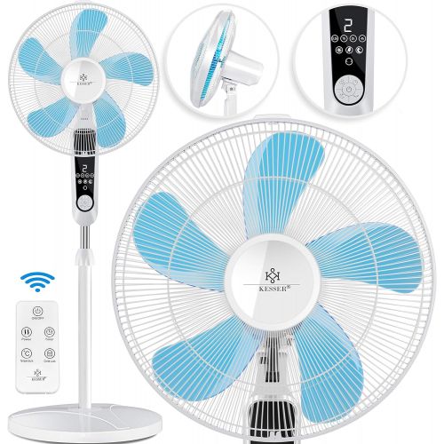  KESSER - Standventilator mit Fernbedienung und Display Led - Timer leise Oszillation 80 Grad - 60 Watt - Ventilator hoehenverstellbarer 115-134 cm - Kopf 35 Grad neigbar - 3 Geschw