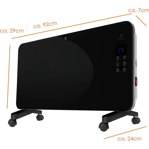  Kesser Elektro Glasheizung Glaskonvektor Elektroheizung Heizung Heizkoerper  Touchscreen  LCD-Display  Timer  Fernbedienung | Stand- oder Wandgerat | 2000 Watt | Farbe: Schwarz