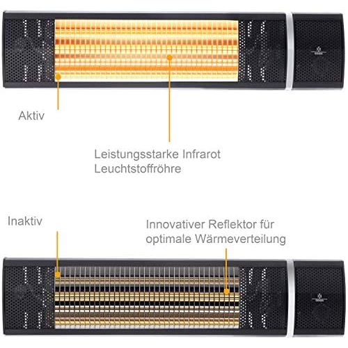  KESSER Infrarot Heizstrahler 2000W mit Fernbedienung Heizstrahler Quarzstrahler Infrarot-Heizstrahler Terrassenheizer Wickeltischstrahler, Infrarot, Wand-Heizstrahler