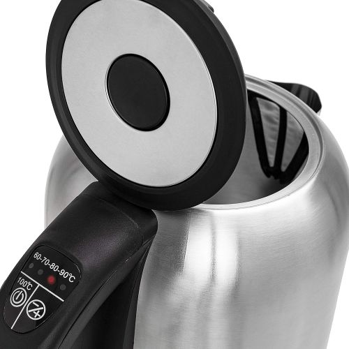  KESSER Wasserkocher 2200W Edelstahl 1,7L mit LED Beleuchtung-Farbe je nach Temperaturwahl 60, 70, 80, 90, 100 °C | Kalk-Filter | 2 Std Warmhaltefunktion