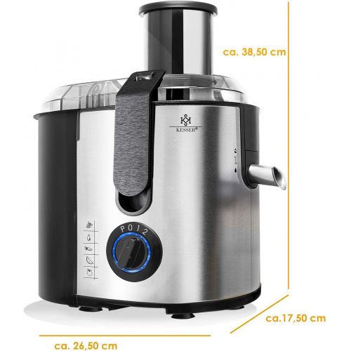  [아마존베스트]KESSER juicer for fruit and vegetables made of stainless steel 1100W large 85 mm filling opening incl. Juicer Juicer Cleaning Brush and Juice Container 3 Speed Levels