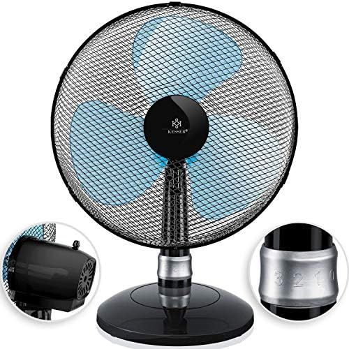  [아마존베스트]KESSER Table Fan | with 3 Power Levels | Quiet Operation | Oscillation Approx. 85°, Tilt Angle 30°, Wind Machine, Air Cooler, Low Operating Noise, black