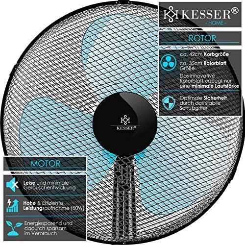  [아마존베스트]KESSER Table Fan | with 3 Power Levels | Quiet Operation | Oscillation Approx. 85°, Tilt Angle 30°, Wind Machine, Air Cooler, Low Operating Noise, black