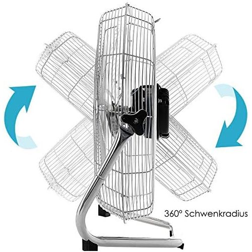  [아마존베스트]Kesser Wind Machine in Retro Style | Fan in Chrome | Floor Fan | Table Fan Floor Fan | 3 Levels | Robust Stand | Infinitely Tilting Fan Head | Chrome Silver, Ø 30cm