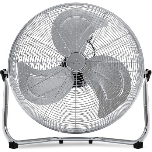  [아마존베스트]Kesser Wind Machine in Retro Style | Fan in Chrome | Floor Fan | Table Fan Floor Fan | 3 Levels | Robust Stand | Infinitely Tilting Fan Head | Chrome Silver, Ø 30cm