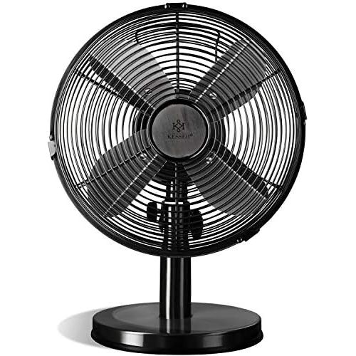  [아마존베스트]KESSER Table Fan Design Retro Full Metal Housing 80° Oscillation Silent Fan with 3 Speed Levels Switchable Wind Machine Inclination Angle Approximately 40° metal., black