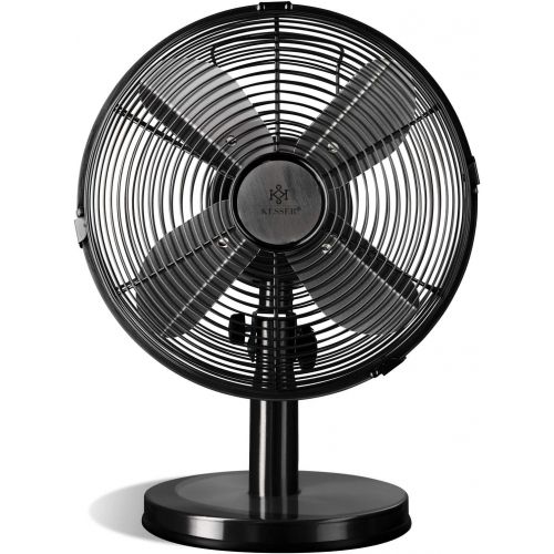  [아마존베스트]KESSER Table Fan Design Retro Full Metal Housing 80° Oscillation Silent Fan with 3 Speed Levels Switchable Wind Machine Inclination Angle Approximately 40° metal., black