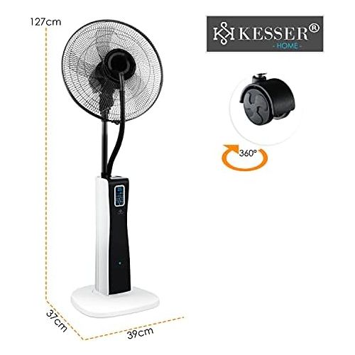 [아마존베스트]Kesser Frosty Standing Fan with Water Ultrasonic Spray Mist Water Cooling incl. Remote control timer function, humidifier quiet, mist function, room humidifier, floor fan.