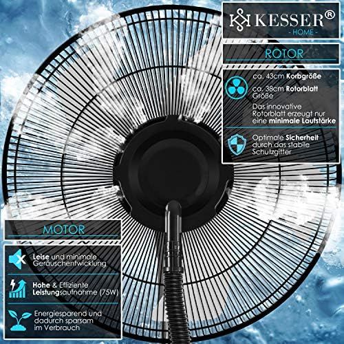  [아마존베스트]Kesser Frosty Standing Fan with Water Ultrasonic Spray Mist Water Cooling incl. Remote control timer function, humidifier quiet, mist function, room humidifier, floor fan.