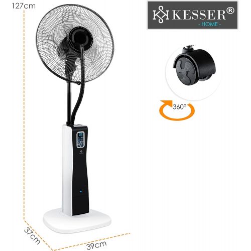  [아마존베스트]Kesser Frosty Standing Fan with Water Ultrasonic Spray Mist Water Cooling incl. Remote control timer function, humidifier quiet, mist function, room humidifier, floor fan.