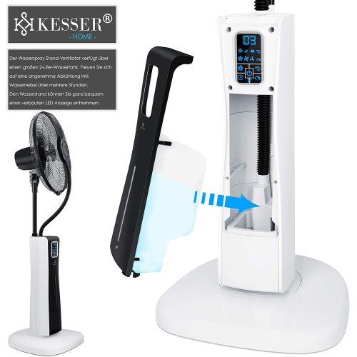  [아마존베스트]Kesser Frosty Standing Fan with Water Ultrasonic Spray Mist Water Cooling incl. Remote control timer function, humidifier quiet, mist function, room humidifier, floor fan.