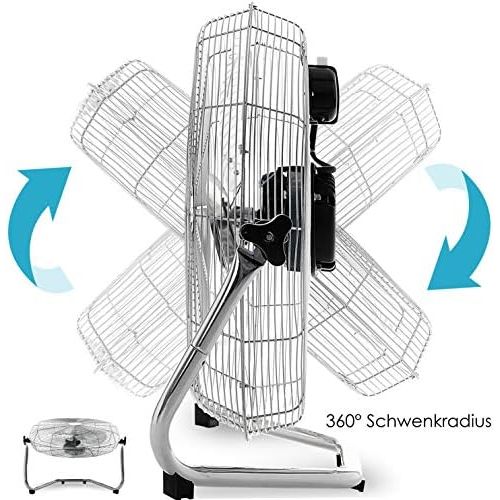  [아마존베스트]Kesser Wind Machine in Retro Style | Fan in Chrome | Floor Fan | Table Fan Floor Fan | 3 Levels | Robust Stand | Infinitely Tilting Fan Head | Chrome Silver, Ø50cm