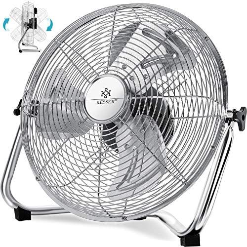  [아마존베스트]Kesser Wind Machine in Retro Style | Fan in Chrome | Floor Fan | Table Fan Floor Fan | 3 Levels | Robust Stand | Infinitely Tilting Fan Head | Chrome Silver, Ø50cm