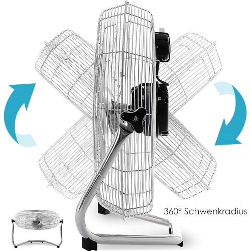  [아마존베스트]Kesser Wind Machine in Retro Style | Fan in Chrome | Floor Fan | Table Fan Floor Fan | 3 Levels | Robust Stand | Infinitely Tilting Fan Head | Chrome Silver, Ø50cm